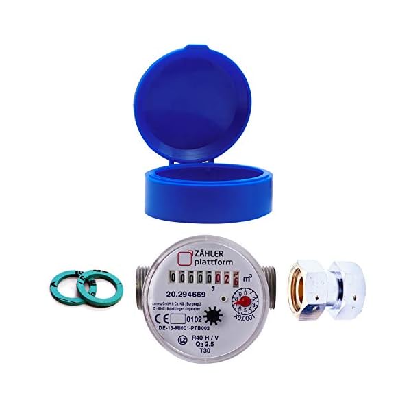 ZÄHLER plattform Zapfhahn Wasserzähler Set Durchfluss Qn 1,5, Kaltwasser, Baulänge 80 mm Eichung 2023 3/4 Zoll Anschluss… – Bild 4