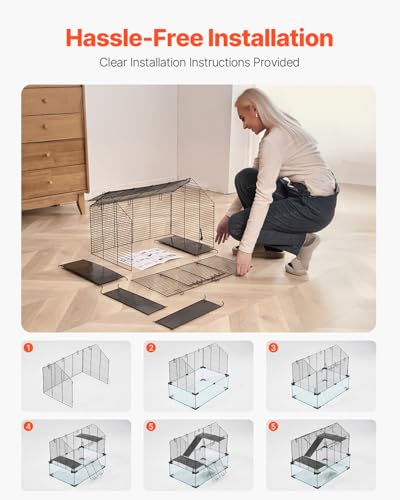 VEVOR Hamster Cage, 360° Viewing Transparent Hamster Habitats, Small Animal Cage, 22.8 x 15 x 21.3 in, Ventilated Pet Mouse Cages with Water Bottle, Portable Hamster House for Rats, Guinea Pigs - Image 5