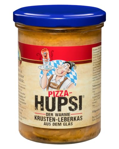 Hupsi Leberkäse im Glas original - Pizza Leberkäs 380 g - In 25-30min verzehrfertig - Bayerischer Leberkas zum Aufbacken aus Familienmetzgerei in München