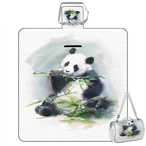 Bardic Cobertor de piquenique tapete de praia panda comendo bambu, suporte impermeável dobrável port