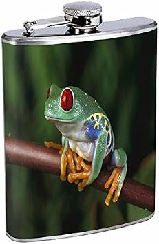 Frog Flask D4 8oz Stainless Steel Amphibian Colorful Poison Toad Rainforest