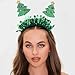 XIELIME Christmas Tree Headband Green Xmas Tree Hair Hoop Glitter Green Tassel Head Bopper Christmas Tree Hairband with Small Bell Design Headwear for Women Girls Kids Festival Headdress Accessories