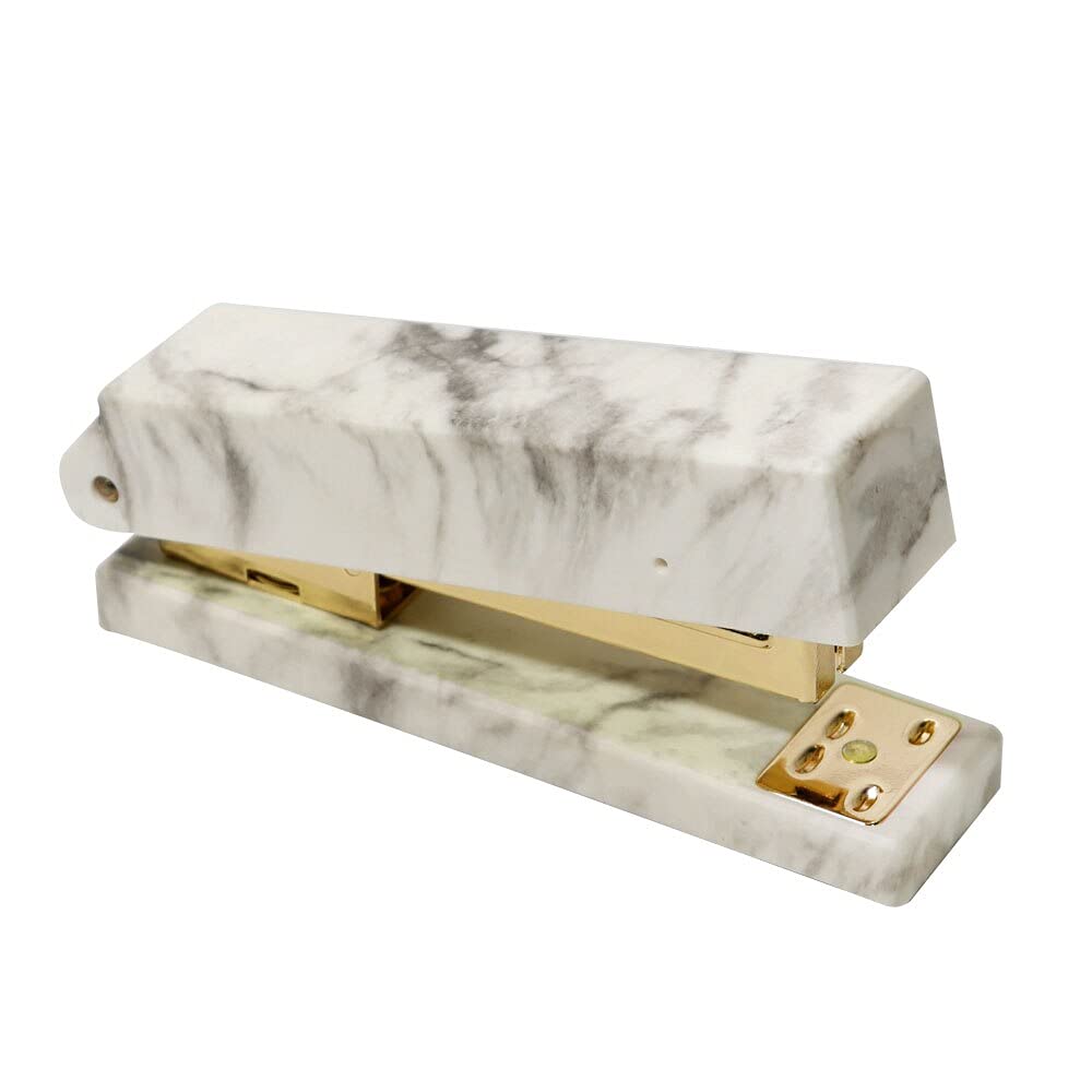 Hefter Marmorgold Metallhefter Büro Hartenträger, Hefter haben 20 Blattkapazität, leicht, ergonomische Hefter für den Schreibtisch zu Laden Heftklammern (Color : Gold Stapler Set)