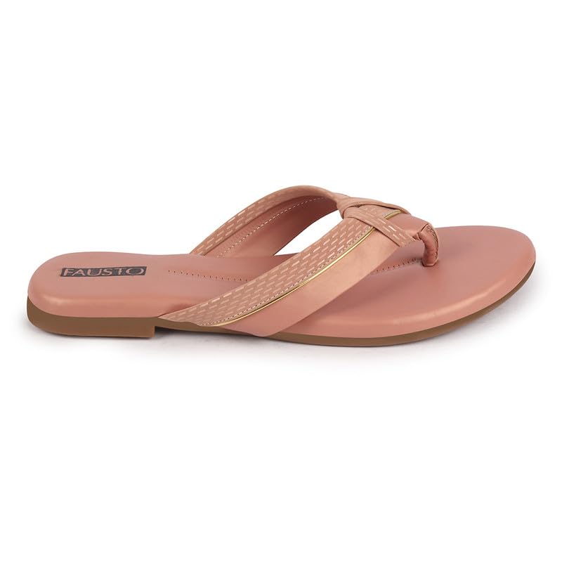 Image of FAUSTO Women's T-Strap Thong Slip On Flats Slippers