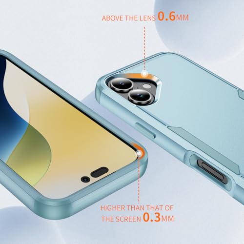 Image of Cubix Full Body Armor Cover for iPhone 16 Plus Pouch Hard PC + Soft TPU 3-Layer Military Grade Back Case (Aqua)