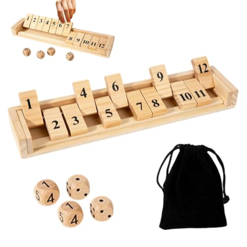 Regalo original Shut The Box juego de dados de madera familiar para fiestas navideñas