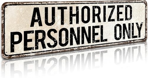 Duetom Standard Authorized Personnel Only Door/Wall Sign, Sign for Door, Ensures Public Do Not Enter Restricted Areas - Private Access/Authorized Personnel Only, 4x16 Inch Tin Sign