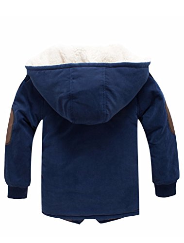 Mallimoda Boy's Thick Cotton-Padded Parka Jacket Hooded Fleece Coat Navy 4-5 Years #TOP1
