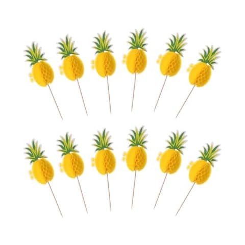UUPP 50 Pieces Pineapple Cupcake Cake Toppers Tropical Party Cupcake Picks Decoration Cover