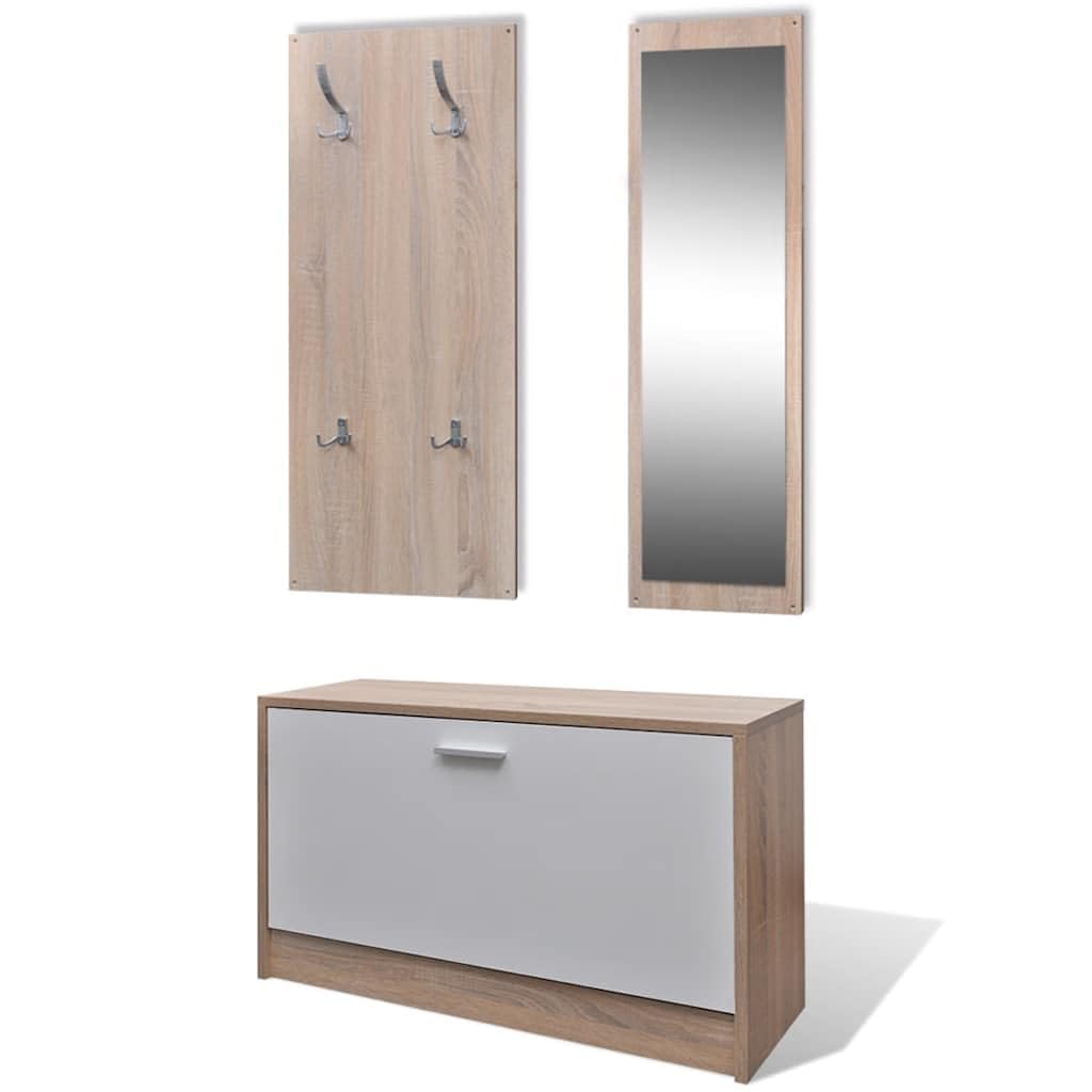 Mueble de pasillo completo con zapatero espejo y perchero para organizar la entrada