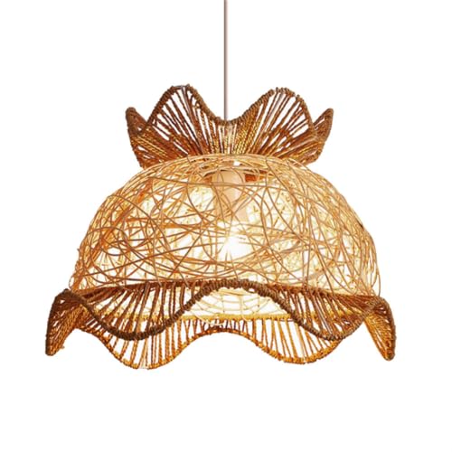 Lámparas de araña de ratán wabi-sabi con pantalla tejida mimbre