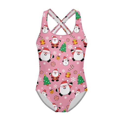Image of Kid One Piece Swimsuit with Cross Back Girls Summer Sleeveles Swimwear for 5-14 Years
