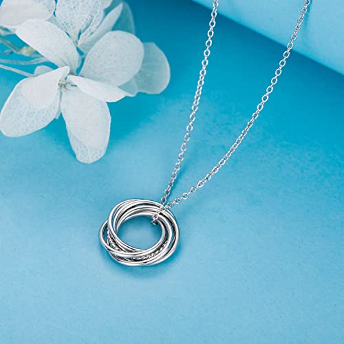 Annamate 60Th Birthday Gifts For Women 925 Sterling Silver 6 Circles Necklace For Her Six Decade Jewelry 60 Years Old Birthday Gift #TOP2