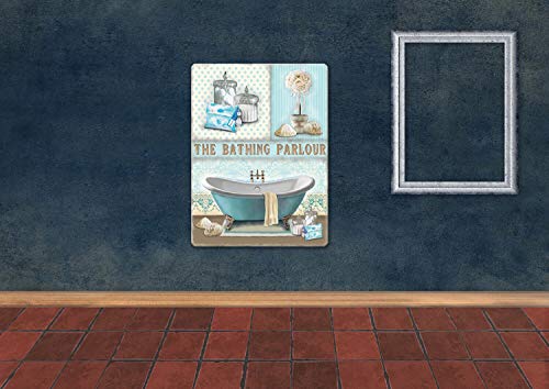 Agedsign Bathing Parlour Sign, Farmhouse Bathroom Decor Wall Art Vintage Metal Tin Signs Funny 16 x 12 inches - Image 3