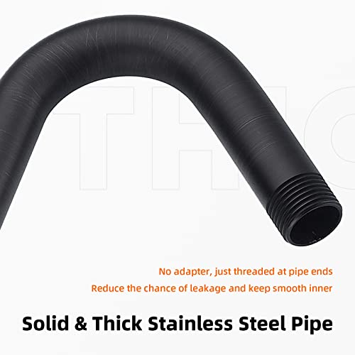 Trustmi Bronze Shower Arm With Flange 12 Inch S-Shaped Overhead Shower Head Extension Neck With 9 Inch High Rise Offset, Oil Rubbed Bronze #TOP4