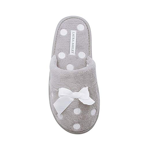 Image of Laura Ashley Ladies Embroidered Soft Terry Scuff Slipper