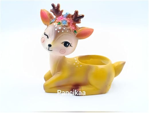Pancikaa Deer Planter Resin Succulent | Handicraft Flower Pot for Home, Office Desk, Garden | Multicolor Decorative Mini O...
