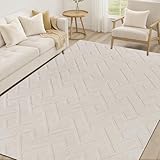 Famibay Alfombra Salon 160x230 Grande Alfombra De Habitacion Beige Lavable Lavadora Pelo Corto Suave Antideslizante Tapetes para Sala Moderno Geometría para Dormitorio Comedor Decoracion Salon