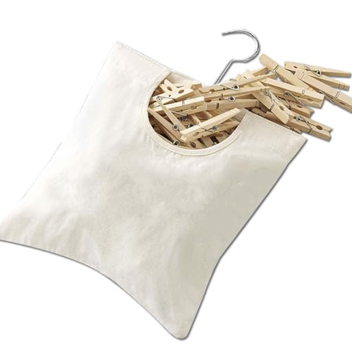 Gativs Wäscheklammerbeutel 2 Stück Wäscheklammer Tasche Aufbewahrungstasche Wäscheklammerbeutel Mit Bügel Hängende Wäscheklammer Klammerbeutel Tasche für Schlafzimmer,32 * 27CM