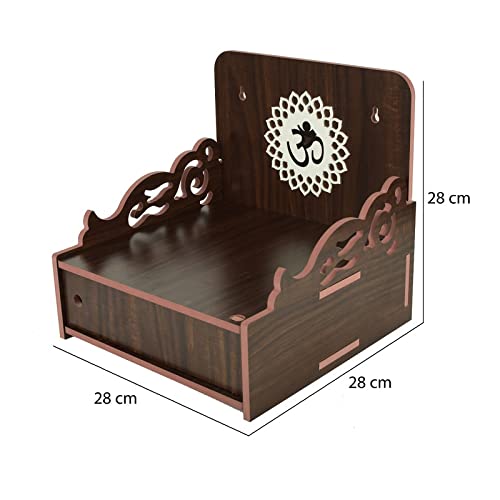 CrazyInk Wooden Readymade Wall Hanging Puja Temple for Home God Stand for Pooja Room Mandir Wood Devghar Stand for Office and Shop Crazyink-445 2