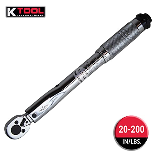 K Tool International 72100 Ratcheting Torque Wrench With 3/8" Drive For Garages, Repair Shops, And Diy, 35-200 Ft/Lbs., Click Style, Laser Marked Scales, Quick Release, Carrying Case, Non-Slip Handle #TOP30