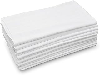 GB Men's Handkerchiefs 100% Cotton Solid White with Stripe Large Classic Hankies