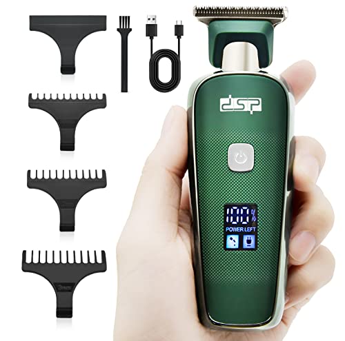 DSP Mini Hair Trimmer for Men Electric Balding Clippers Zero Gapped Mustache Trimmer with 1-3mm Limit Combs, USB Type-C (Green)