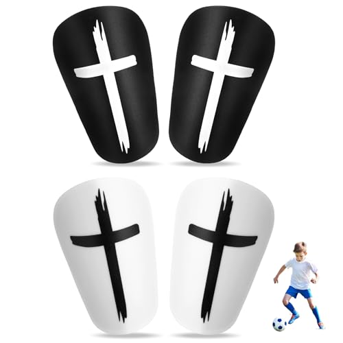 2 Pairs Mini Shin Guards Soccer, 3.94x2.36 Black & White Cross Small Shin Guards, Soccer Shin Guards...