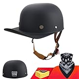 DOT Certified - Baseball Cap Style Retro Motorcycle Helmet Unisex-Adult for Moped Cap Jet Scooter St