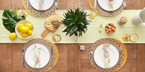 Image of THE HOME TALK Premium Cotton Chevron 4-6 Seater Table Runner - 14x72 Inches - Green|Elegant Dining|Handcrafted Quality|Stylish Console Decor for Dining Table, Parties, Events