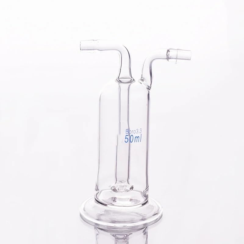 Gaswaschflasche for Stahl, Fassungsvermögen 50 ml, Laborglas-Gaswaschflasche, Borosilikatglas