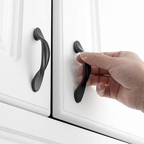 Koofizo Twisted Cabinet Bow Pull - Black Furnituer Handle, 3 Inch/76mm Screw Spacing, 10-Pack for Kitchen Cupboard Door, Bedroom Dresser Drawer, Bathroom Wardrobe Hardware - Thumbnail 6