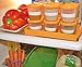 Sprout Cups Baby Food Storage Containers (12 Pack) - 2oz Reusable, Stackable, Leakproof Plastic Jars with Tray & Dry-Erase Marker - Freezer, Microwave & Dishwasher Safe - BPA/PVC Free - Orange