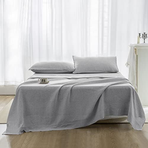 Everly Hemp King Size Sheets Set, Natural Premium Hemp Sheets, Deep Pocket 4 Piece Bed Sheet Set, Easy-Fit Breathable Cooling Sheets, Wrinkle Fade Resistant Sheet Sets，Light Grey #TOP8