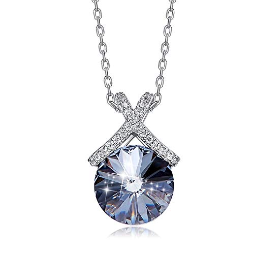 Collier en cristal bleu argent 925 pendentif bijoux femmes filles