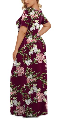 Image of LONGYUAN Women's Plus Size Maxi Dresses Summer Short Sleeve Casual Long Dress 2026 XL-6XL