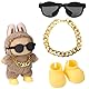 Puppen-Outfit-Set, Stylische Sonnenbrille & Goldene Halskette & Niedliche Gelbe Schuhe Kleidung Zubehör für Puppen (Ohne Puppe)