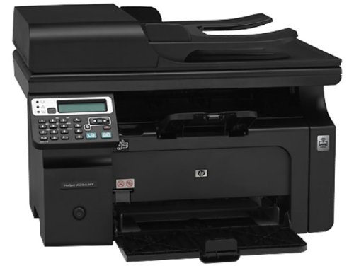HP LaserJet Pro M1218nfs Multi-Function Printer with paper tray open