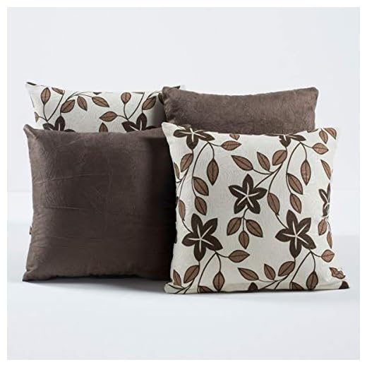 Kit c/ 4 Almofadas Cheias Decorativas Floral Tabaco/Caqui 04 Peças c/Refil