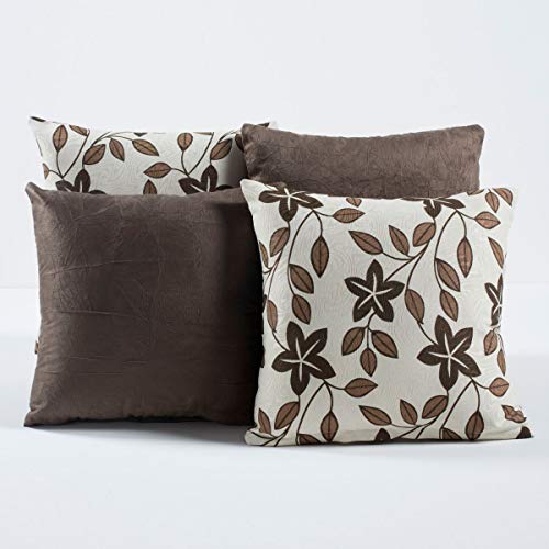 Kit c/ 4 Almofadas Cheias Decorativas Floral Tabaco/Caqui 04 Peça...