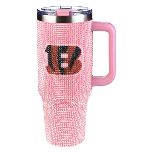 Image of The Memory Company Officially Licensed 40oz Pink Bling Game Day Tumbler, Cincinnati Bengals