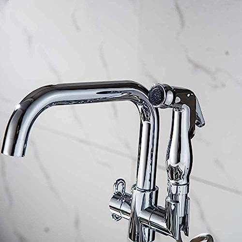 Mitigeur de cuisine extractible double bec avec douchette latérale évier rotatif - 4