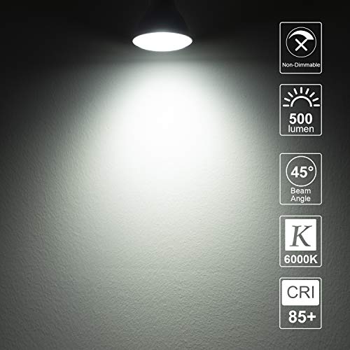 Dicuno Gu10 Led Bulbs 5W Daylight White, 6000K, 500Lm, 45 Degree Beam Angle, Spotlight, 50W Halogen Bulbs Equivalent, Non-Dimmable Mr16 Led Light Bulbs, 10-Pack #TOP3