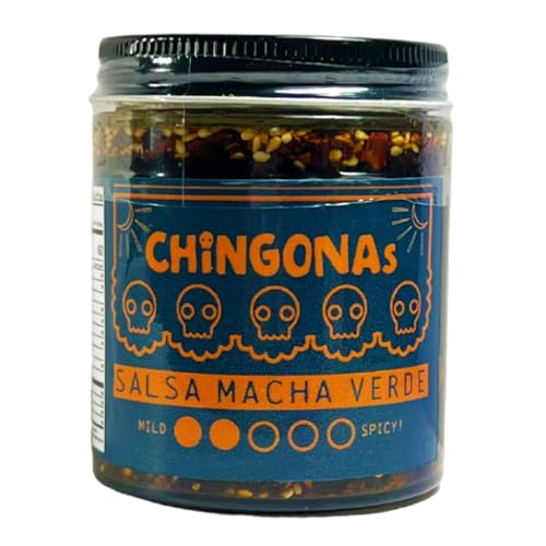 CHiNGONAs Salsa Macha Verde - Gourmet Mexican Oil-based Chili Crunch Sauce, Vegan and Gluten-Free,...