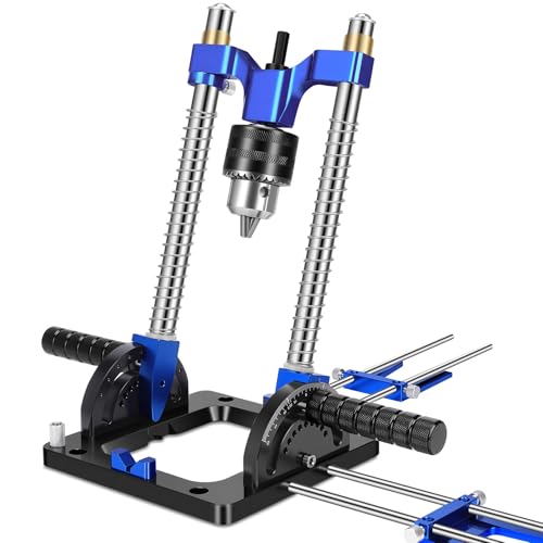 Image of Upgraded Portable Drill Guide, Adjustable 0°to 60°Multi Angle Drill Guide for Straight Holes, Drill Press Adapter for Hand Drill, with 1/2" Chuck, Key, Guide Rod Precision Drilling Jig,Heavy-Duty
