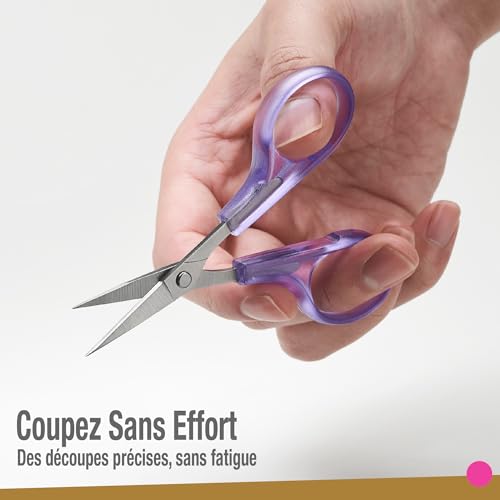 Beaditive Ensemble de ciseaux de précision (2 pièces) Lames tranchantes et pointes fines | Découpe de papier, scrapbooking, couture, artisanat | Acier inoxydable | Étui de protection (Jelly) – vue 3
