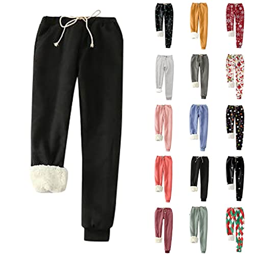 Womens Winter Warm Athletic Sweatpants Baggy Thick Warm Sherpa Lined Joggers Track Pants Athletic Active Lounge Pants Winter High Waist Stretchy Thick Cashmere Leggings Plush Warm Thermal Pants