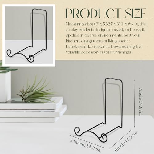 Baderke Wrought Iron Bowl Deep Platter Stand Detachable Metal Scroll Display Rack Easel Metal Bowl Display Stand Decorative Display Holder Dish Picture Display Easel, 6.5
