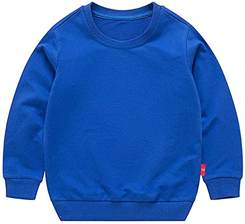 Image of HAXICO Unisex Kids Solid Cotton Thin Pullover Sweatshirt T-Shirt Toddler Baby Crewneck Long Sleeve Tshirts Tops Blouse