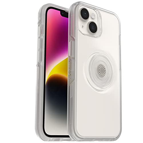 OtterBox iPhone 14 & iPhone 13 Otter + Pop Symmetry Series Clear Case - Clear, Integrated PopSockets PopGrip, Slim, Pocket-Friendly, Raised Edges Protect Camera & Screen